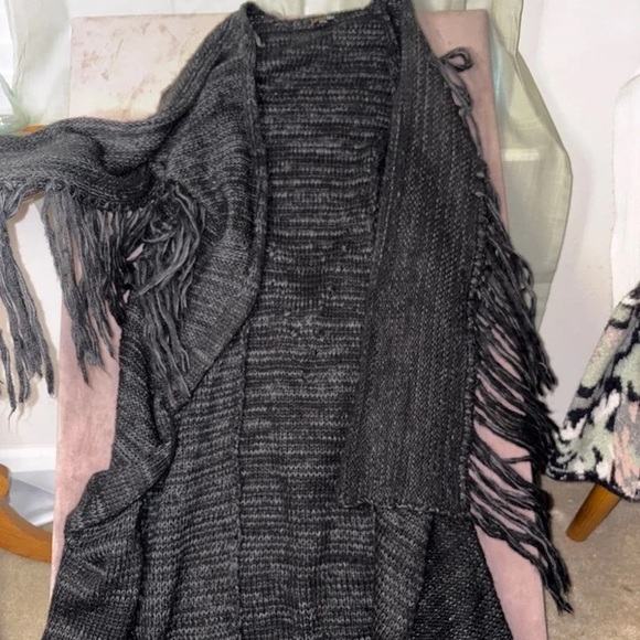 Copper Key Sweaters - Copper Key Charcoal Fringe Open-Front Knit Cardigan
